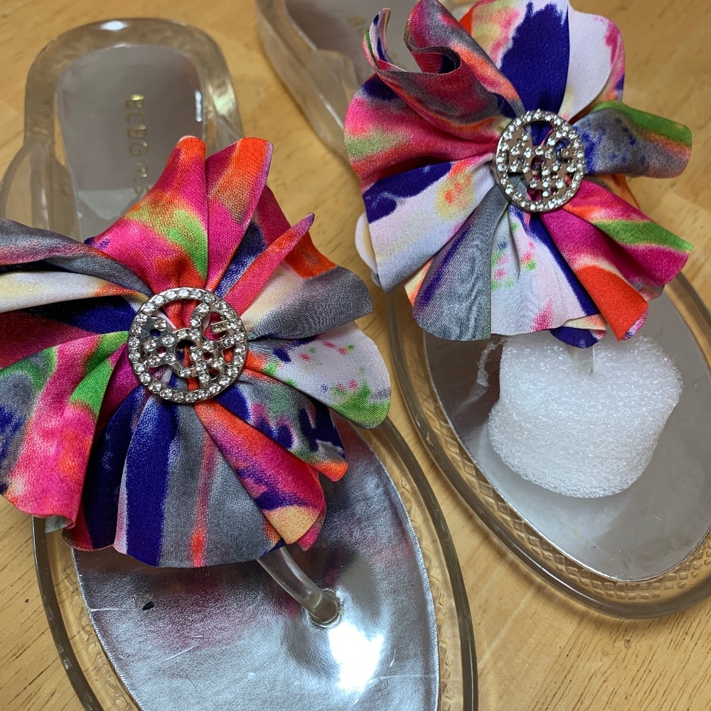 Women’s sandals, size 8M , BCBG jelly flip flops.